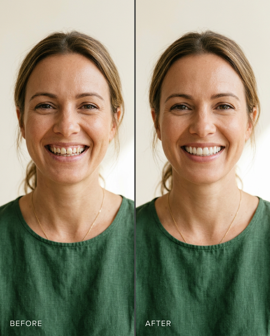 Trasformazione del sorriso con faccette — prima e dopo