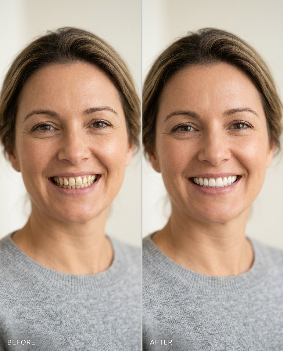 Riabilitazione completa del sorriso — prima e dopo